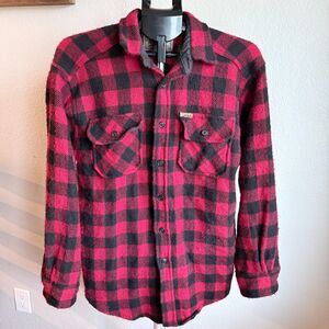 Vintage Woolrich Wool Blend Red Black Buffalo Plaid Shirt Jacket Shacket Large